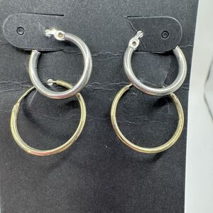 2 Sets Of Sterling Silver Small Dainty Hoop Earrings Gold Vermeil 925